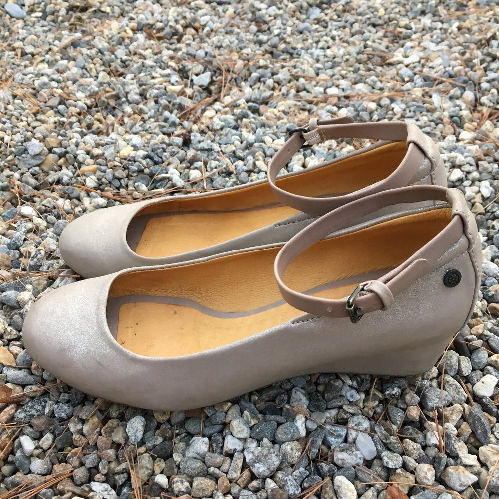 Metallic Leather Wedges